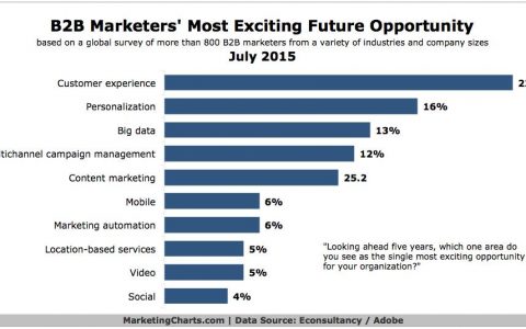 Econsultancy：22% B2B营销人员认为未来消费体验将提供最大机遇