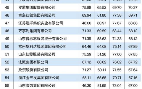 2015互联网+服装衣帽制作企业排行榜TOP100