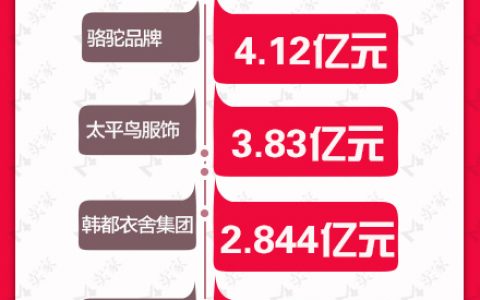 2015年天猫双11各TOP商家交易额排名