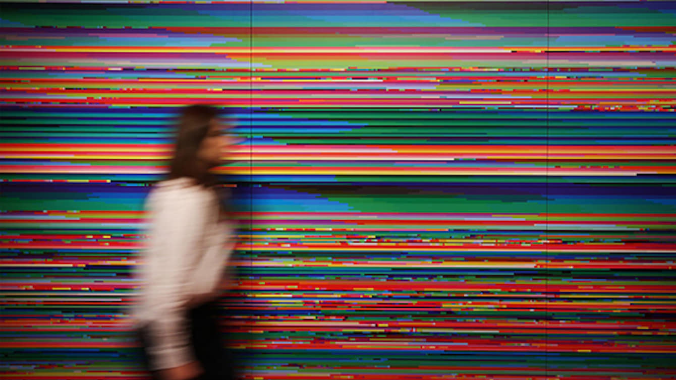 LONDON, ENGLAND - DECEMBER 02: The first visualisation of the World Wide Web from 1999, with colours representing individual websites, by artist Lisa Jevbratt is shown at the Big Bang Data exhibition at Somerset House on December 2, 2015 in London, England. The show highlights the data explosion that's radically transforming our lives. It opens on December 3, 2015 and runs until February 28, 2016 at Somerset House. (Photo by Peter Macdiarmid/Getty Images for Somerset House)