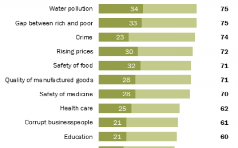 腐败、污染和贫富差距是中国人当前最担心的三件事
