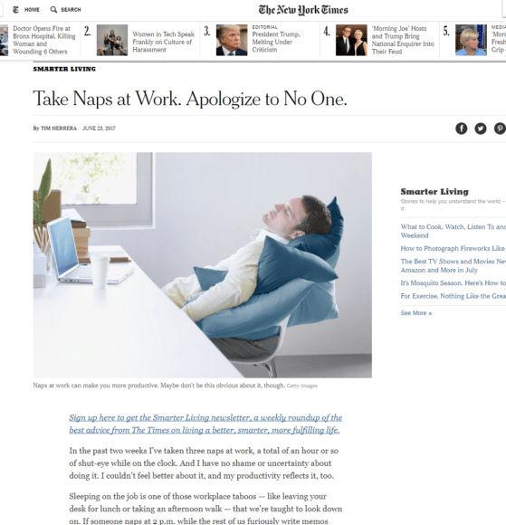纽约时报：适当午睡能提高工作效率