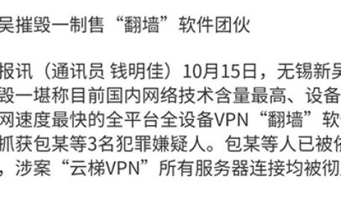 网爆制售翻墙软件“云梯VPN”团伙被摧毁