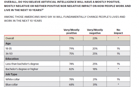 盖洛普：73%的美国成年人相信AI消灭的工作超过它创造的工作
