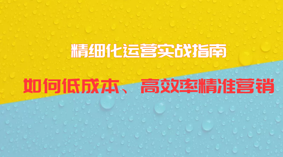 精细化运营实战指南| 低成本、高效率的精准营销