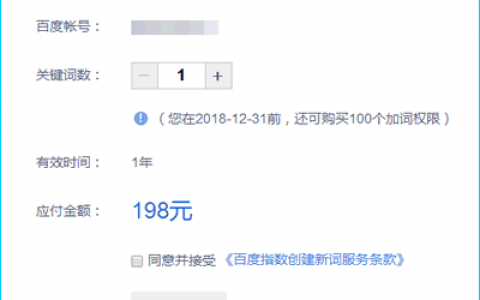 百度指数创建新词涨价到198元/年