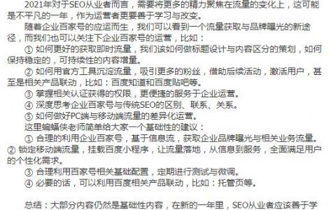 2021年seo优化怎么做：百度官方给出解答