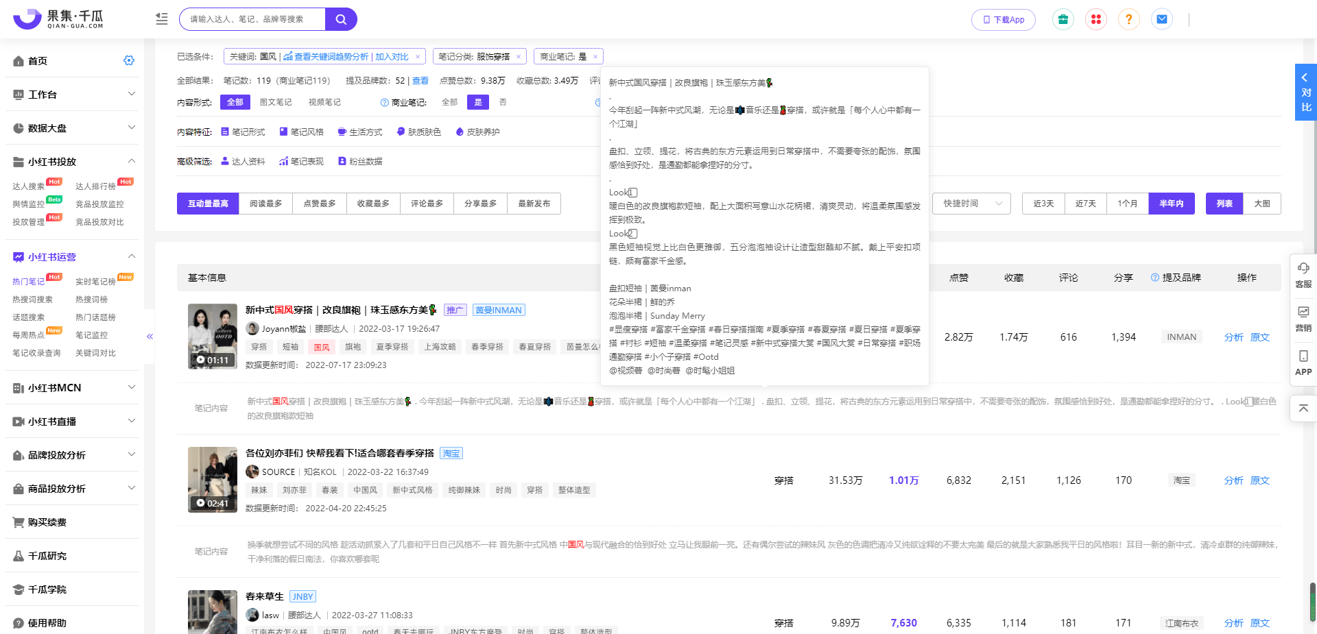 小红书关键词热度查询！2022秋冬穿搭，抓住四种流行风