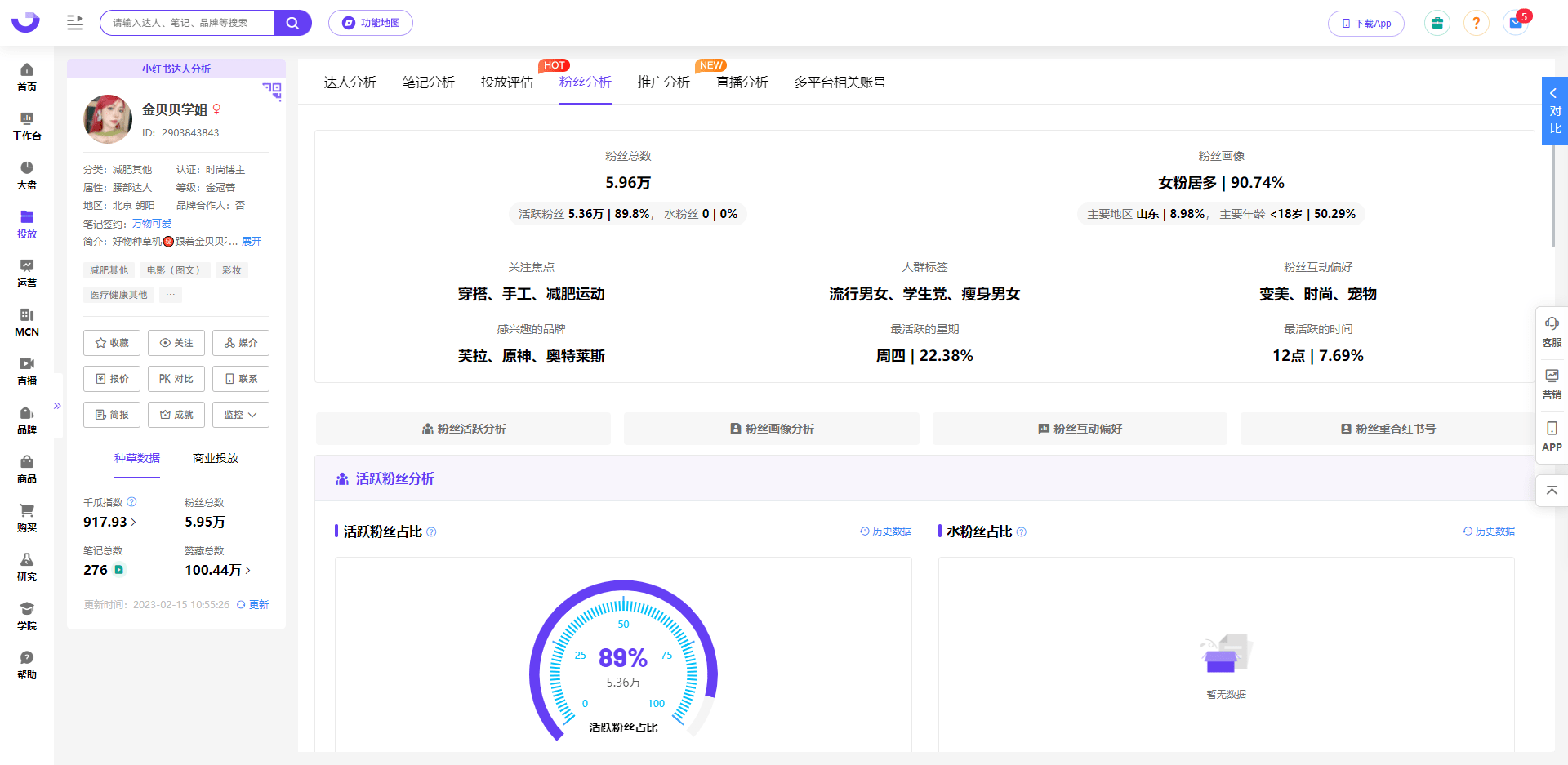 小红书数据平台：小红书用户画像分析
