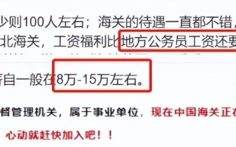 中国海关员工工资待遇曝光