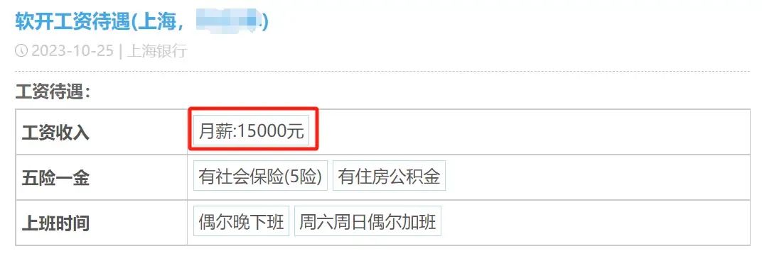 上海银行员工爆料年终奖情况，薪酬一览