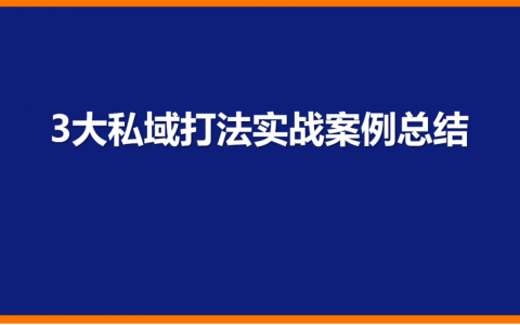 3大私域打法实战案例总结   <sup><font color=red>免费下载</font></sup>