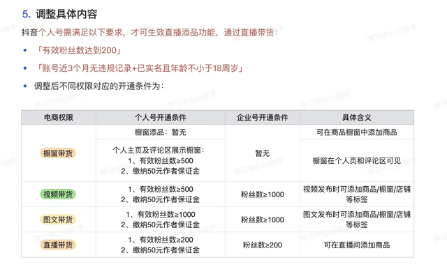 抖音直播带货门槛降低，200粉丝50元保证金即可