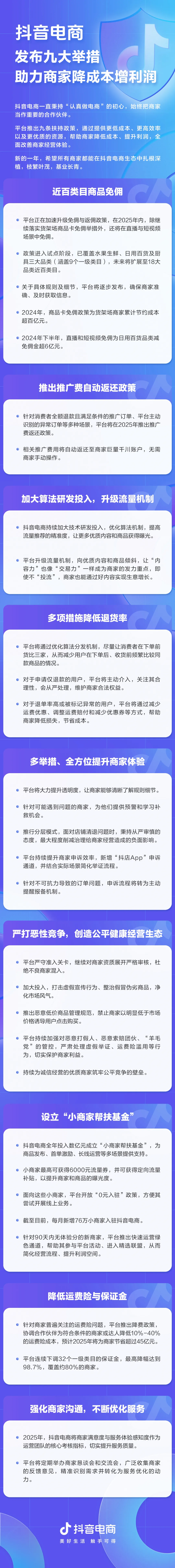 抖音连发九条商家扶持措施！2025年重点布局抖音直播？