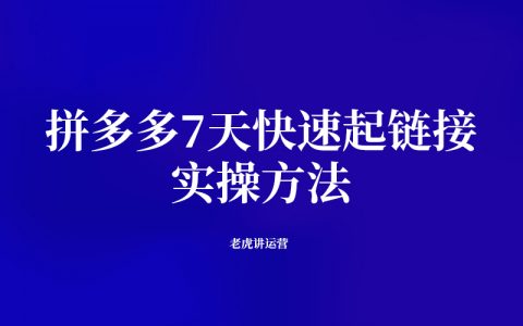 拼多多7天快速起链接实操方法