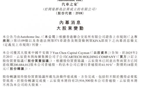 汽车之家被卖，海尔集团18亿美元入股