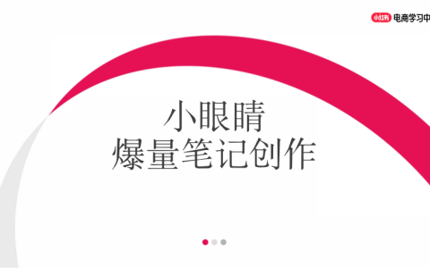 小红书新商入门：小眼睛爆量的笔记创作技巧