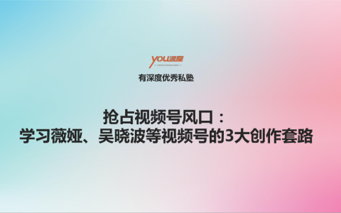 抢占视频号风口：学习薇娅、吴晓波等视频号的3大创作套路<sup><font color=red>免费下载</font></sup>