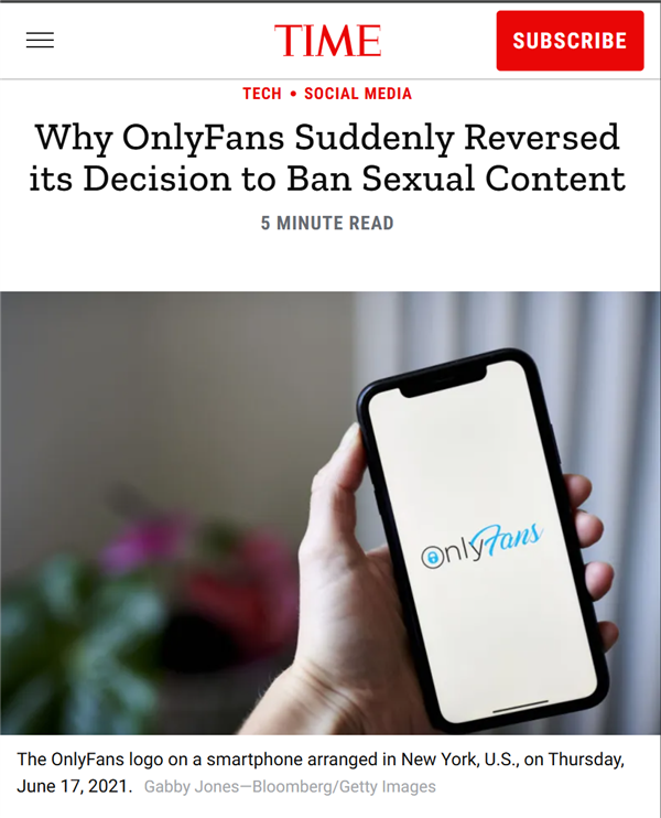 全球最大成人网站OnlyFans卖身了 原来只值这个价
