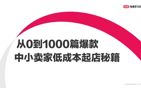 从0到1000篇爆款——小红书中小卖家低成本起店秘籍