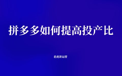 拼多多如何提高投产比