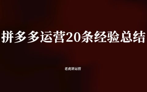 拼多多运营的20条经验总结
