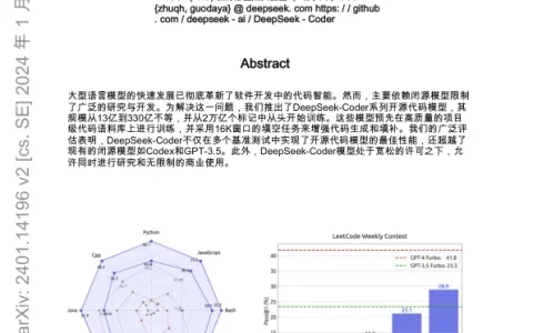 DeepSeek Coder：当大型语言模型遇到编程时<sup><font color=red>免费下载</font></sup>