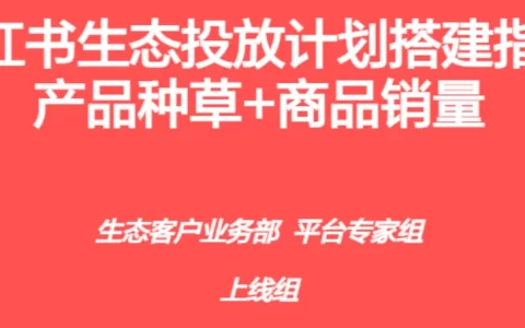 小红书生态投放计划搭建指南-产品种草+商品销量<sup><font color=red>免费下载</font></sup>
